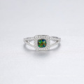 Genuine 925 Sterling Silver CZ Engagement Fire Opal Rings